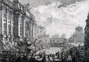 Zijaanzicht van de Trevifontein, voorheen de Acqua Vergine uit Vedute di Roma (Uitzichten van Rome) door Giovanni Battista Piranesi
